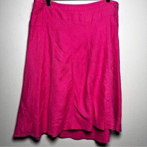 LOFT Ann Taylor Women 100% Linen Skirt 12 Hot Pink Circle Barbie Whimsical Prepp